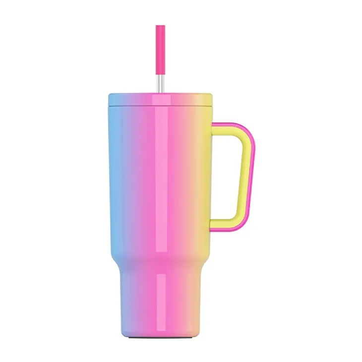 40oz Rainbow Tumbler Cups With Straw